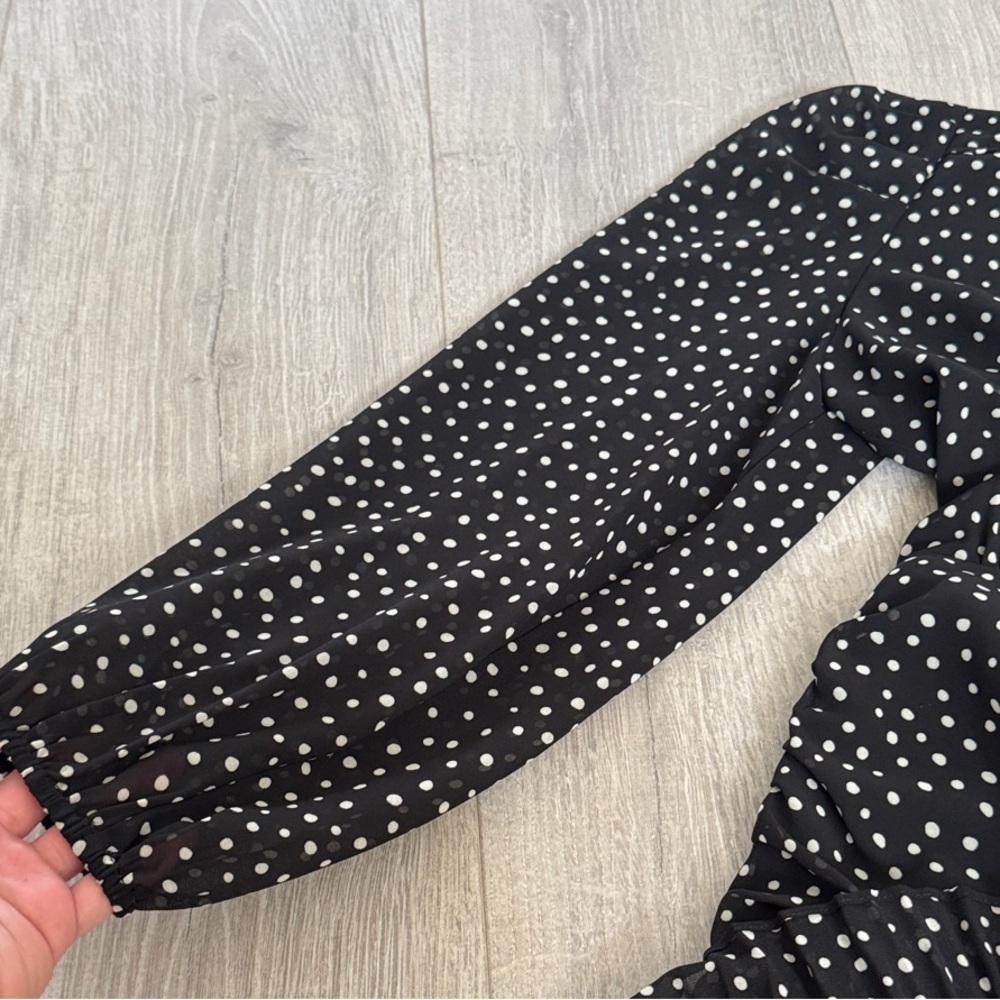 SUNCOO Black and White Polka Dot Mini Dress Small - Picture 11 of 12
